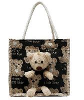 Bear Canvas Handbags with Zipper - BEBG1212