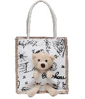 Bear Canvas Handbags with Zipper - BEBG2331